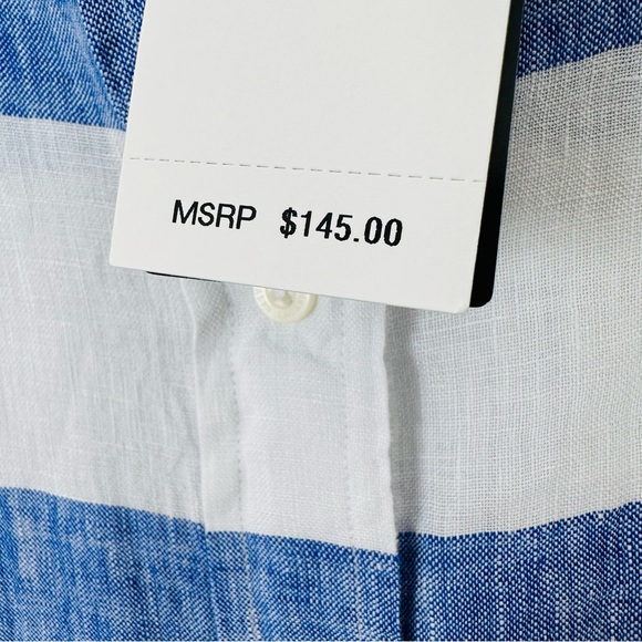 New Ralph Lauren Linen Button Down Striped oversized Shirt poplin - Picture 7 of 8